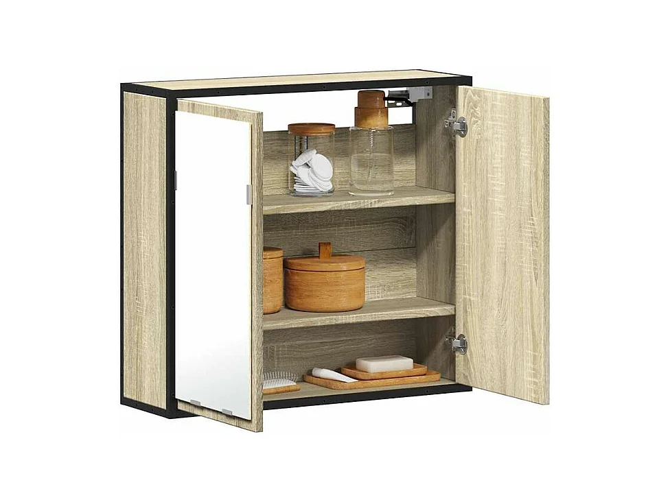 Armoire à miroir de salle de bain chêne sonoma bois ingénierie