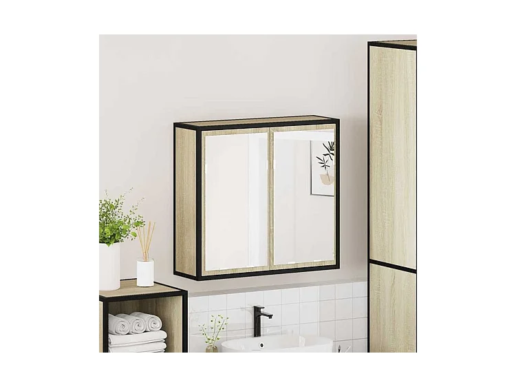 Armoire à miroir de salle de bain chêne sonoma bois ingénierie