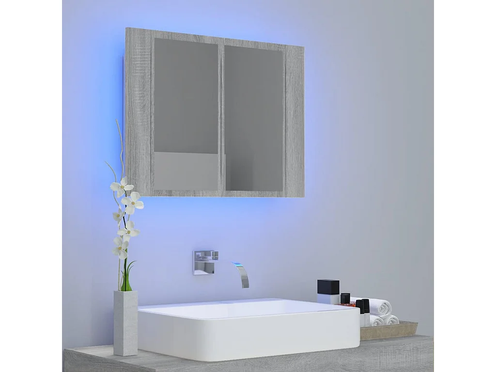 Armoire à miroir LED Sonoma gris 60x12x45 Bois d'ingénierie