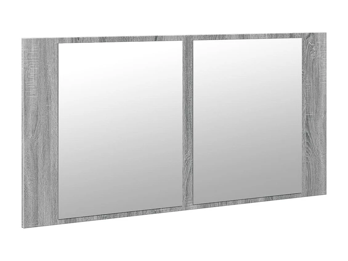 Armoire de salle de bain à miroir LED sonoma gris 90x12x45