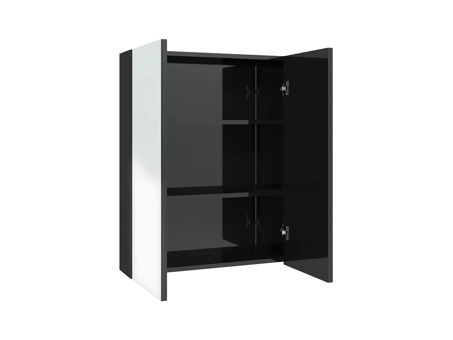 Armoire à miroir de salle de bain 60x15x75 MDF Noir brillant