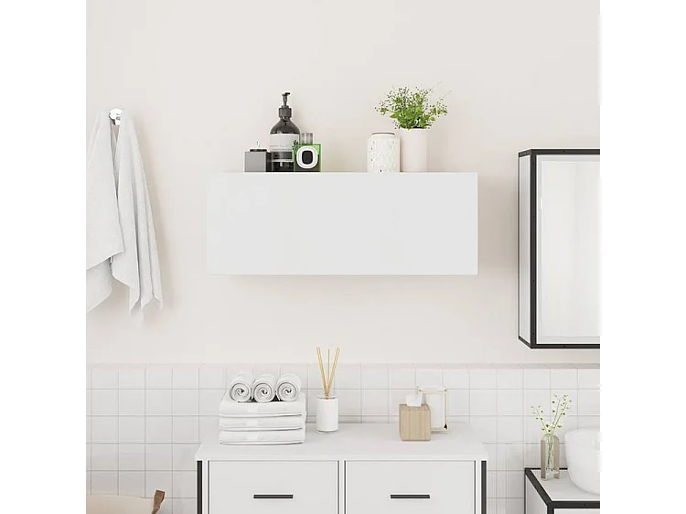 Armoire murale de bain blanc 80x25x30 bois d'ingénierie