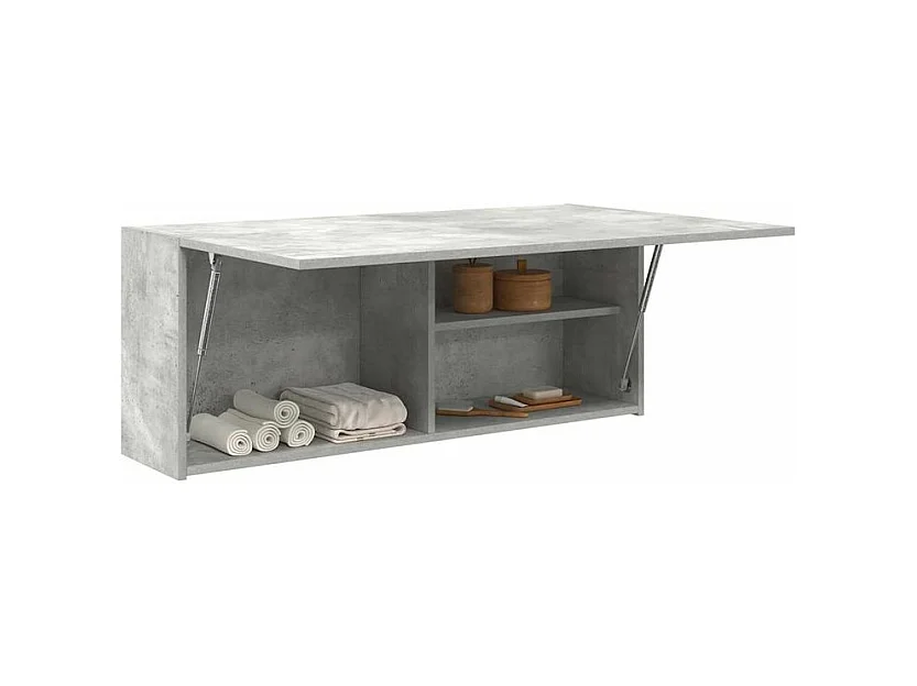 Armoire murale de bain gris béton 100x25x40 bois d'ingénierie