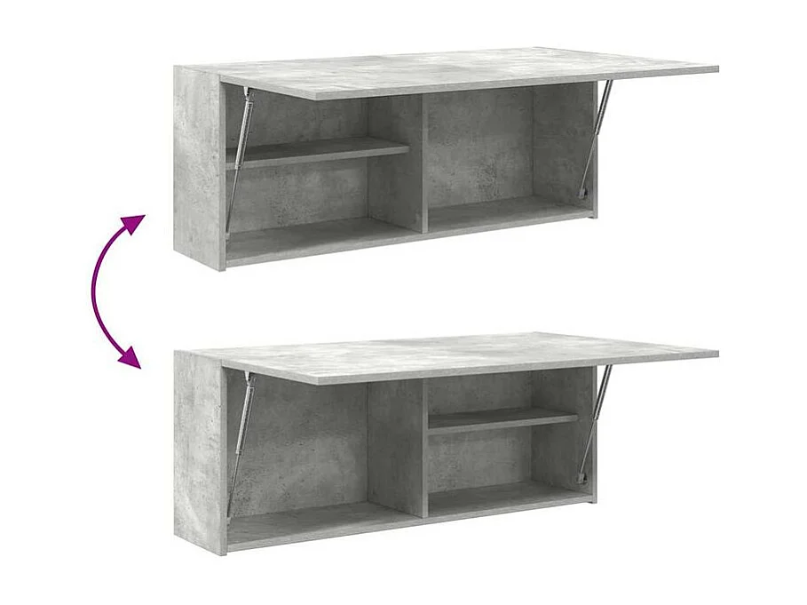 Armoire murale de bain gris béton 100x25x40 bois d'ingénierie