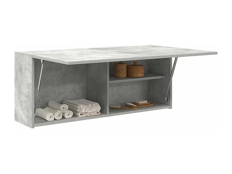 Armoire murale de bain gris béton 100x25x40 bois d'ingénierie