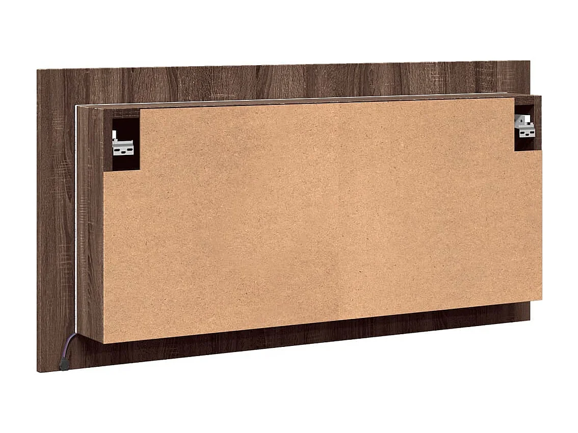 Armoire à miroir à LED de bain chêne marron 90x12x45