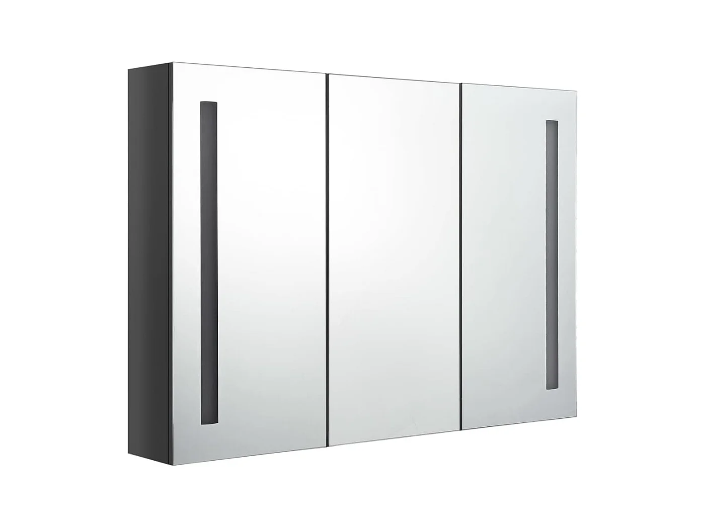 Armoire de salle de bain à miroir LED 89x14x62 Gris brillant