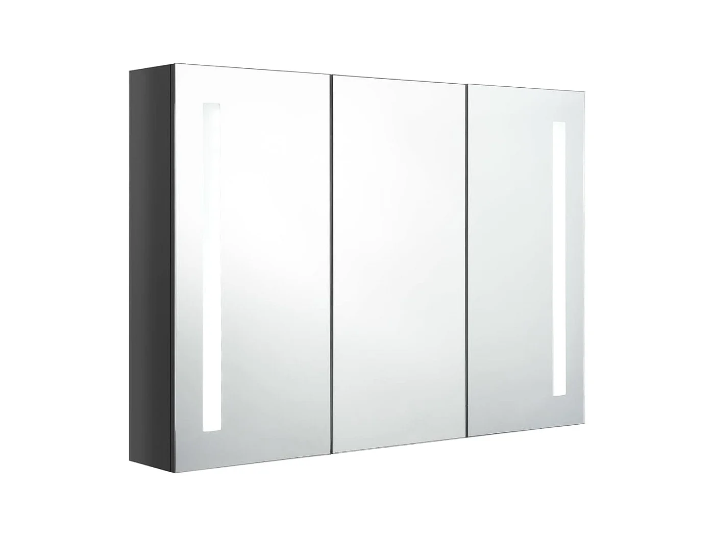 Armoire de salle de bain à miroir LED 89x14x62 Gris brillant