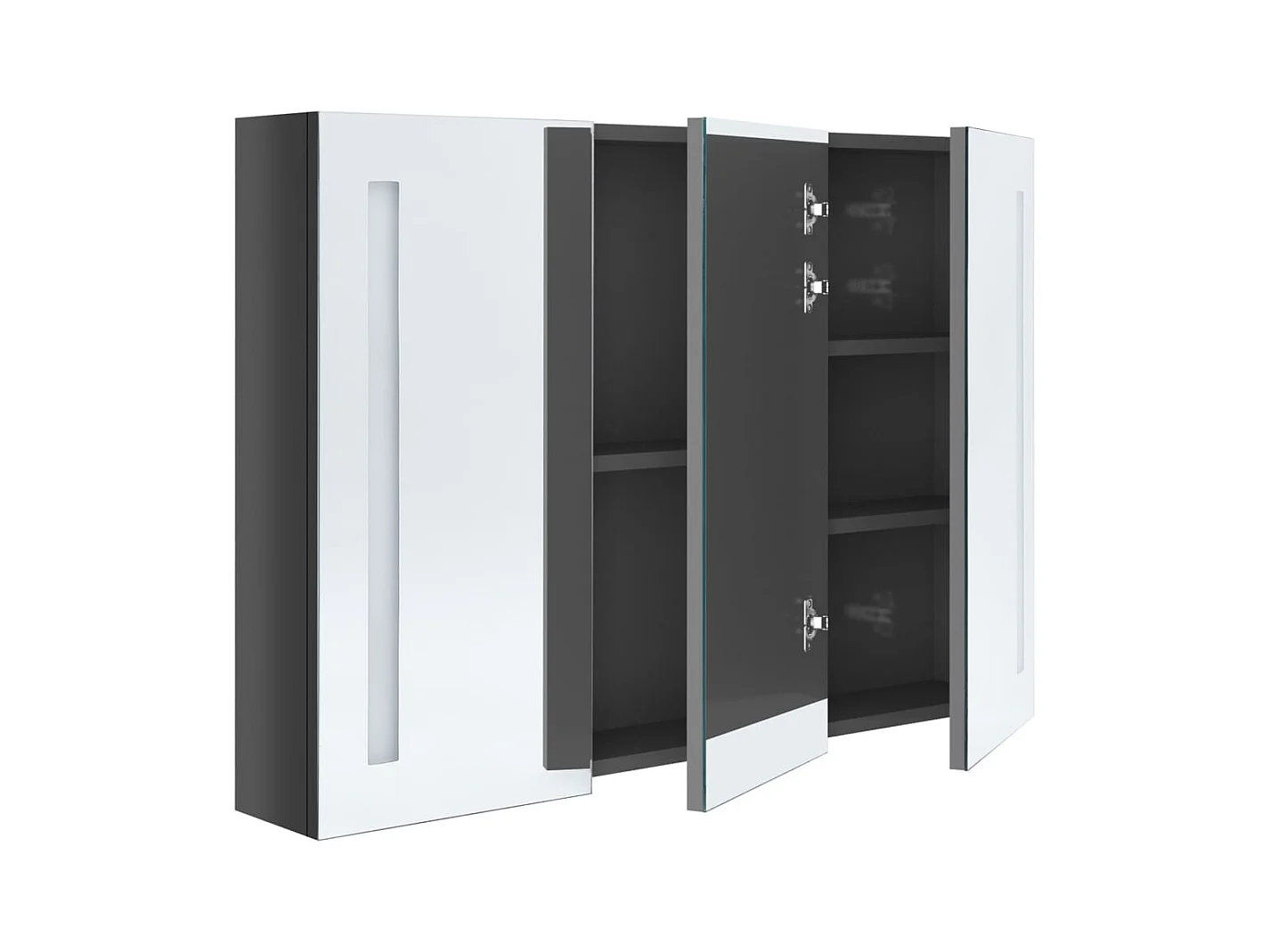 Armoire de salle de bain à miroir LED 89x14x62 Gris brillant