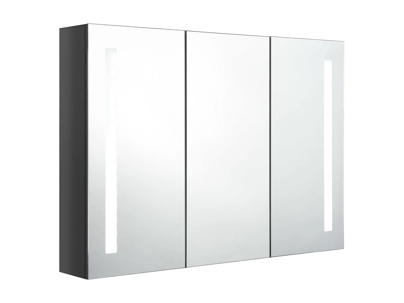 Armoire de salle de bain à miroir LED 89x14x62 Gris brillant