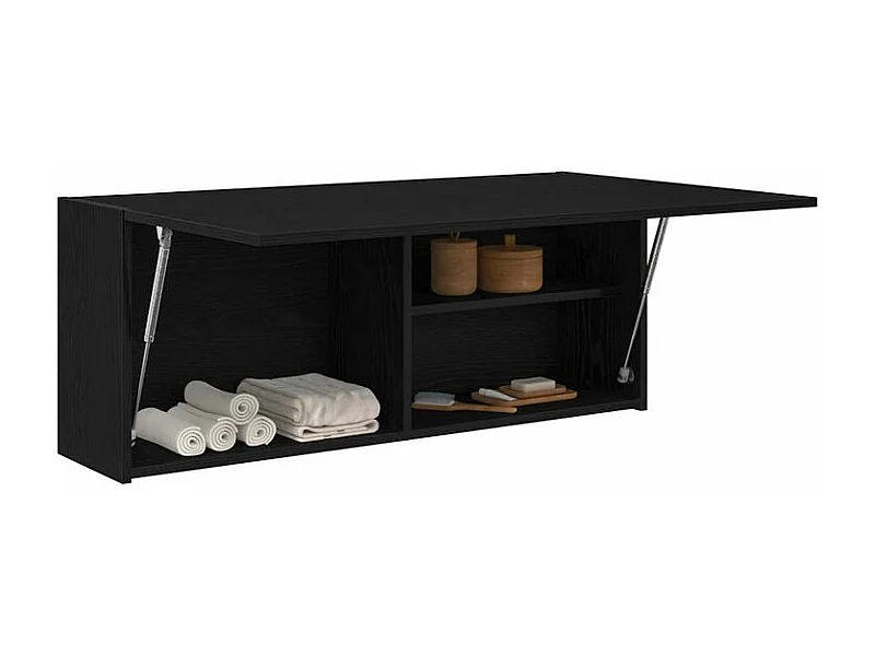 Armoire murale de bain noir 100x25x40 bois d'ingénierie