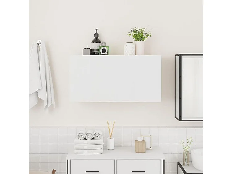 Armoire murale de bain blanc 80x25x40 bois d'ingénierie