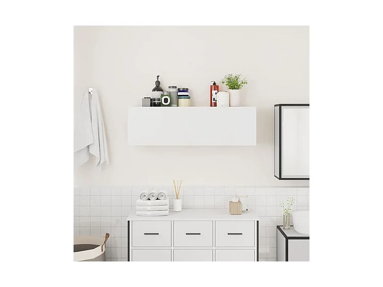 Armoire murale de bain blanc 100x25x30 bois d'ingénierie