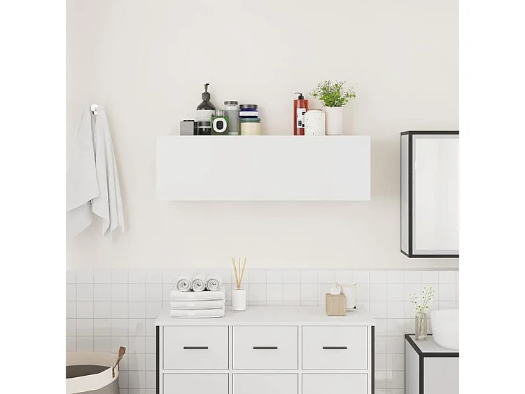 Armoire murale de bain blanc 100x25x30 bois d'ingénierie