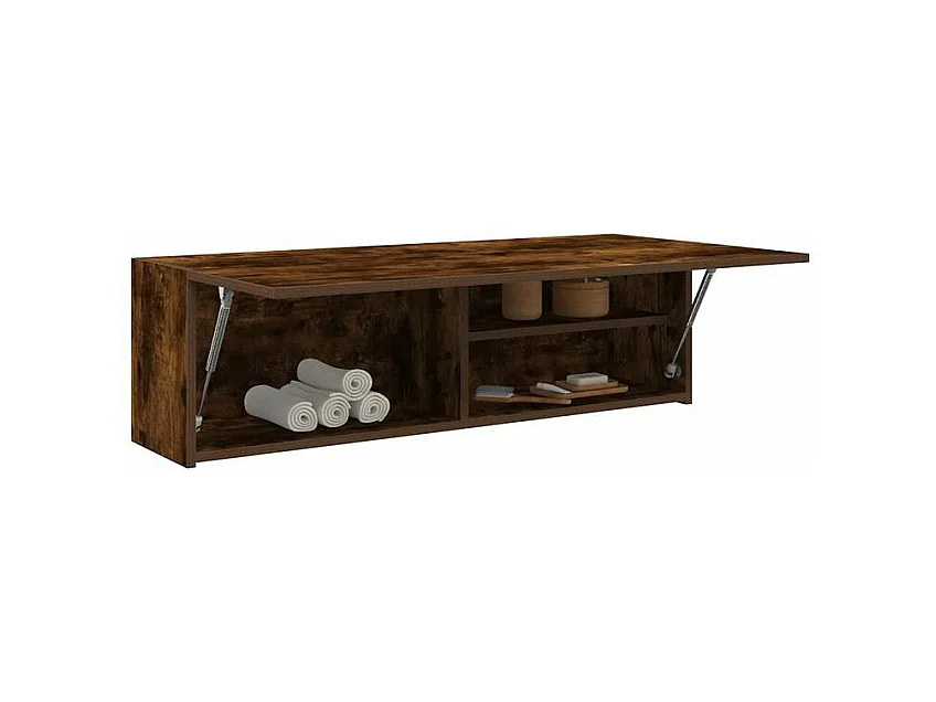 Armoire murale de bain chêne fumé 100x25x30 bois d'ingénierie