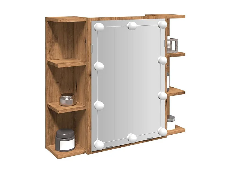Armoire à miroir avec LED chêne artisanal 70x16,5x60