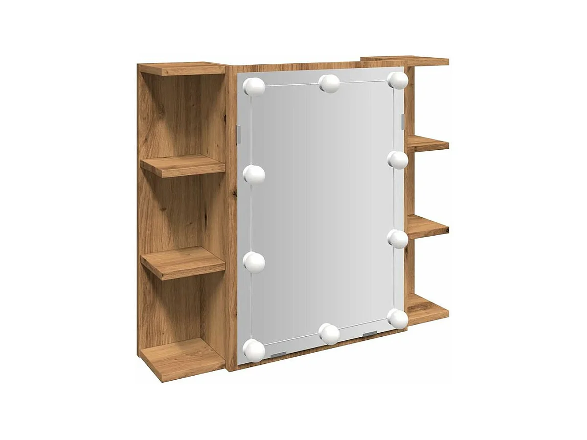 Armoire à miroir avec LED chêne artisanal 70x16,5x60