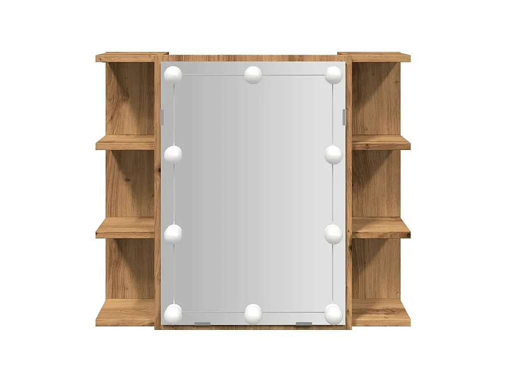 Armoire à miroir avec LED chêne artisanal 70x16,5x60