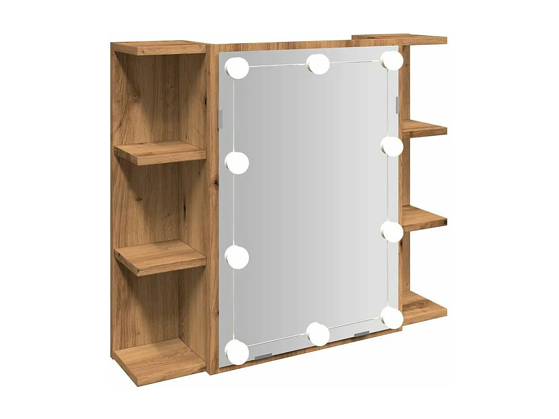 Armoire à miroir avec LED chêne artisanal 70x16,5x60