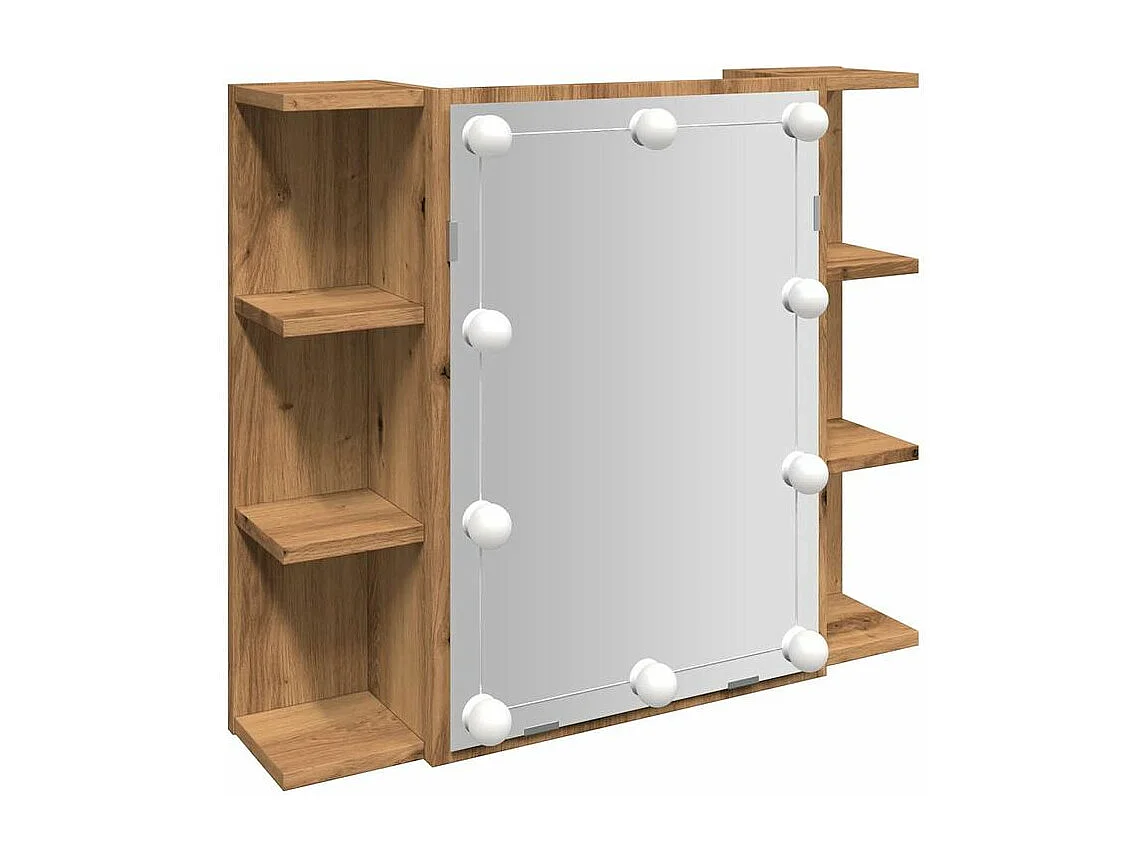 Armoire à miroir avec LED chêne artisanal 70x16,5x60
