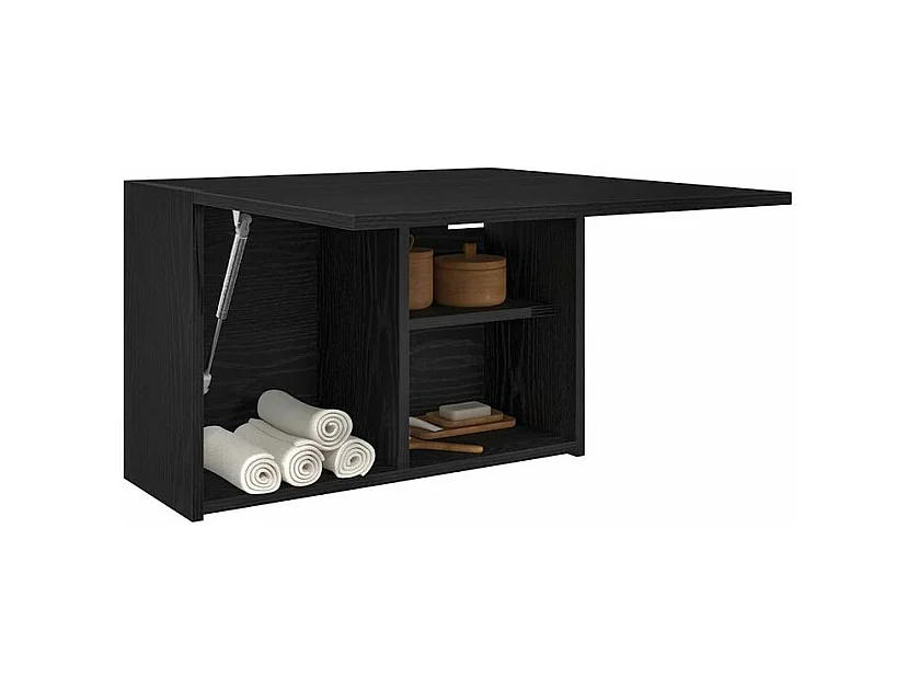 Armoire murale de bain noir 60x25x40 bois d'ingénierie