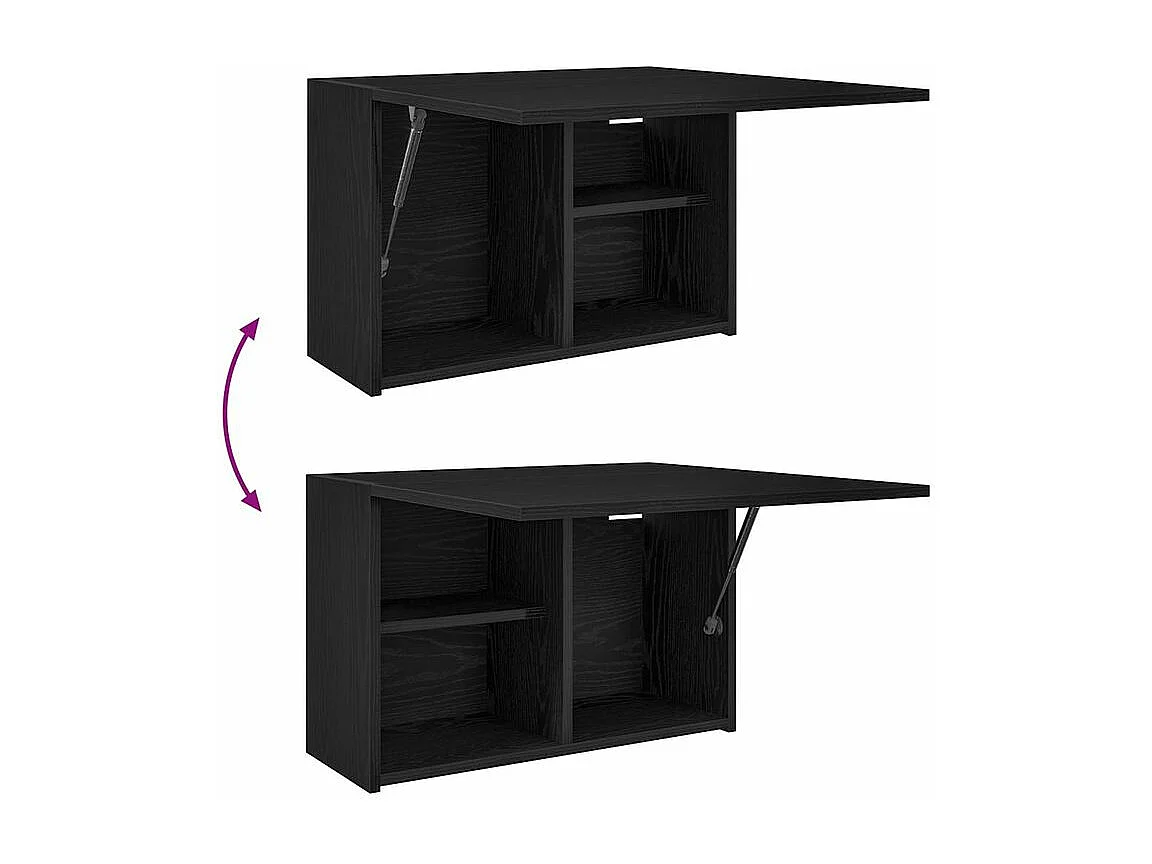 Armoire murale de bain noir 60x25x40 bois d'ingénierie