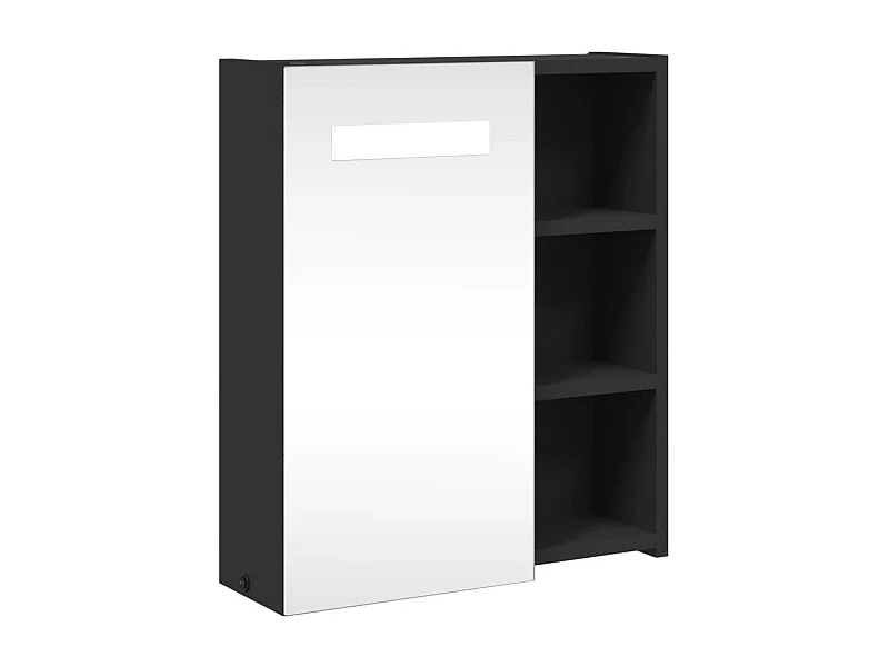 Armoire de salle de bain à miroir avec LED noir 45x13x52