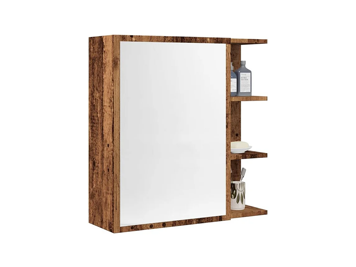Armoire à miroir de salle de bain vieux bois 62,5x20,5x64