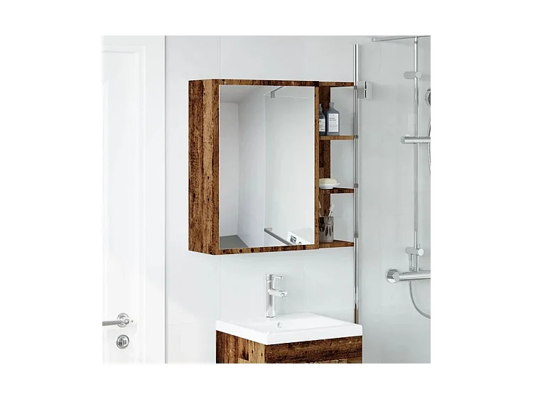 Armoire à miroir de salle de bain vieux bois 62,5x20,5x64