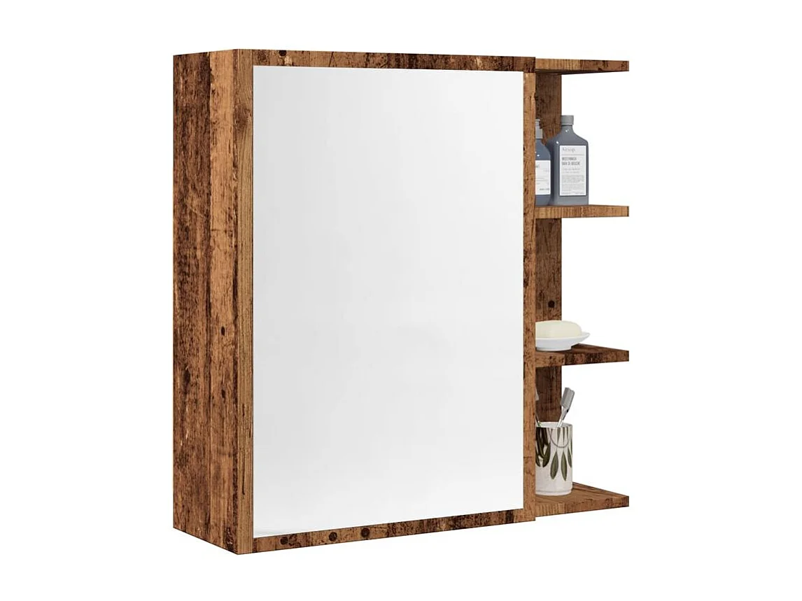 Armoire à miroir de salle de bain vieux bois 62,5x20,5x64