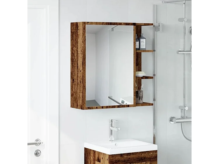 Armoire à miroir de salle de bain vieux bois 62,5x20,5x64