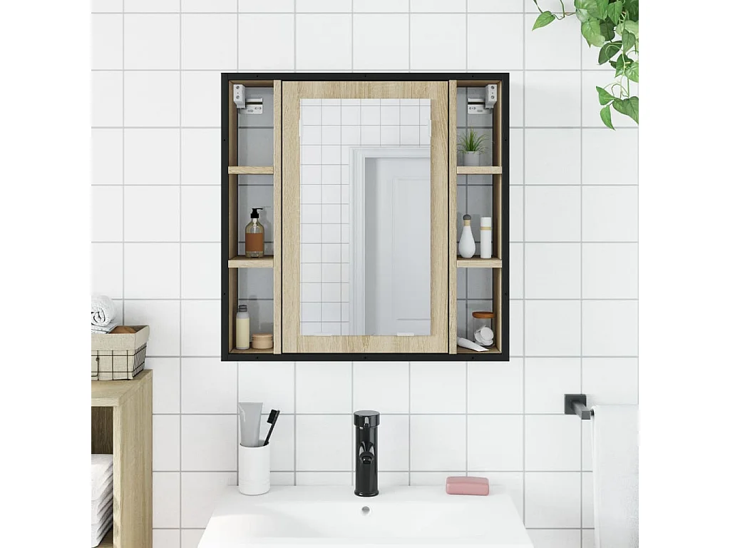 Armoire à miroir de salle de bain chêne sonoma bois ingénierie