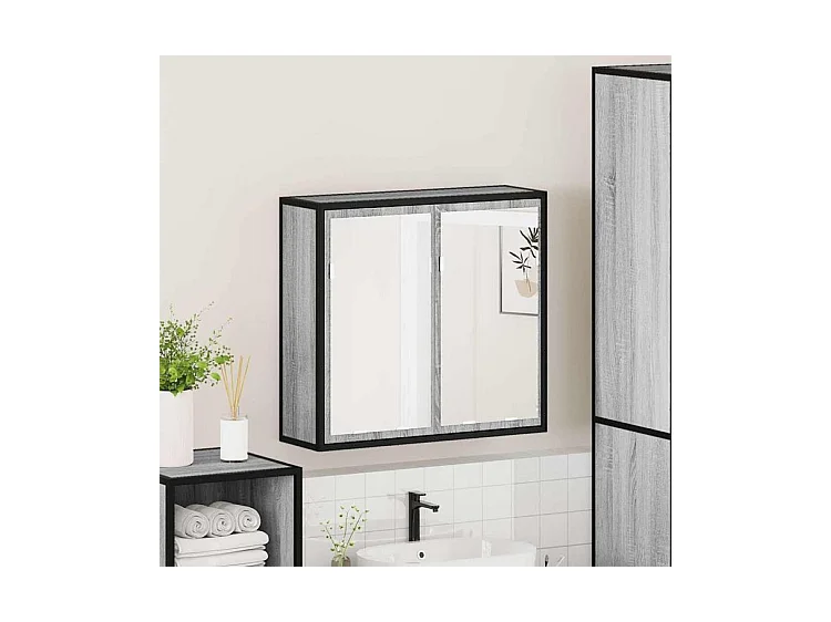 Armoire à miroir de salle de bain sonoma gris bois d’ingénierie