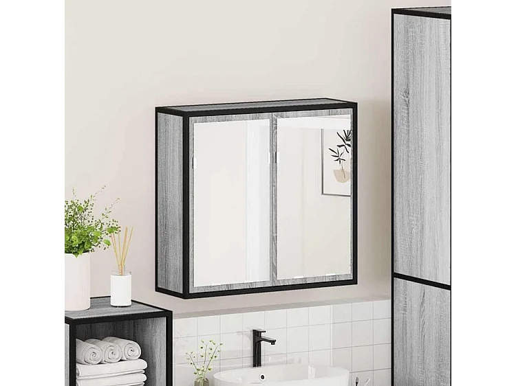 Armoire à miroir de salle de bain sonoma gris bois d’ingénierie