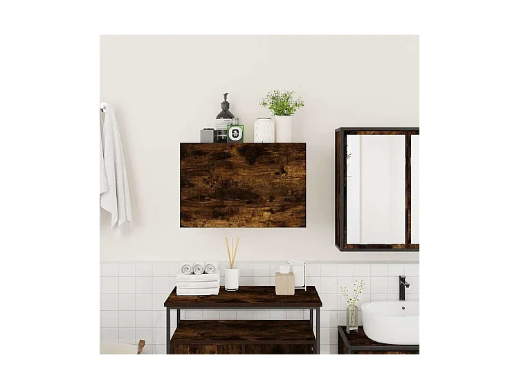 Armoire murale de bain chêne fumé 60x25x40 bois d'ingénierie