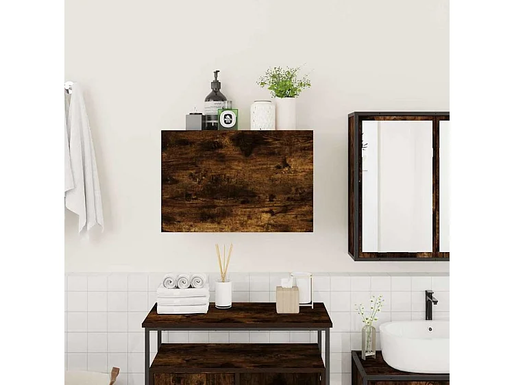 Armoire murale de bain chêne fumé 60x25x40 bois d'ingénierie