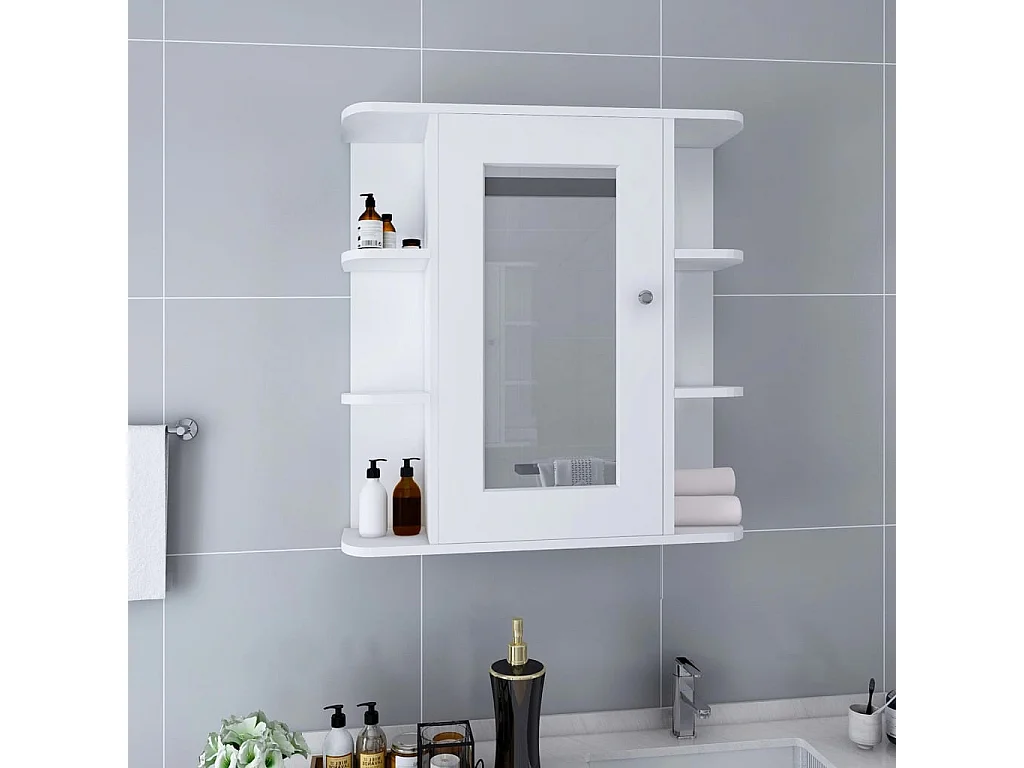 Armoire à miroir de salle de bain Blanc 66x17x63 MDF