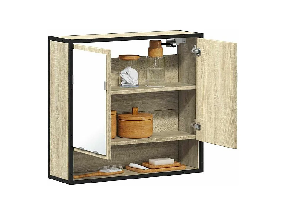 Armoire à miroir de salle de bain chêne sonoma bois ingénierie