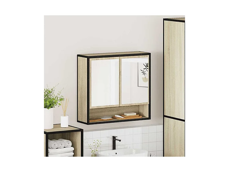 Armoire à miroir de salle de bain chêne sonoma bois ingénierie