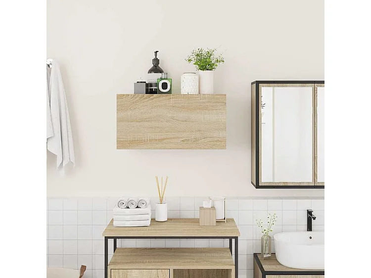 Armoire murale de bain chêne sonoma 60x25x30 bois ingénierie