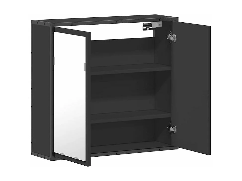 Armoire à miroir de salle de bain noir bois d’ingénierie