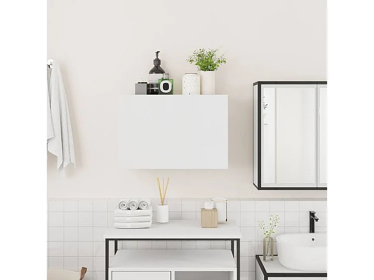 Armoire murale de bain blanc 60x25x40 bois d'ingénierie