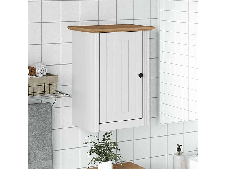 Armoire murale de salle de bain BODO blanc et marron 44x30x60