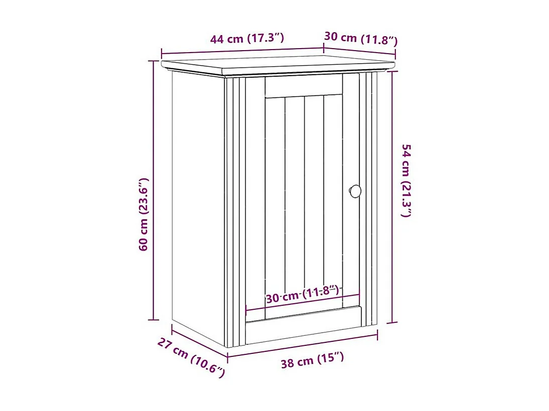 Armoire murale de salle de bain BODO blanc et marron 44x30x60