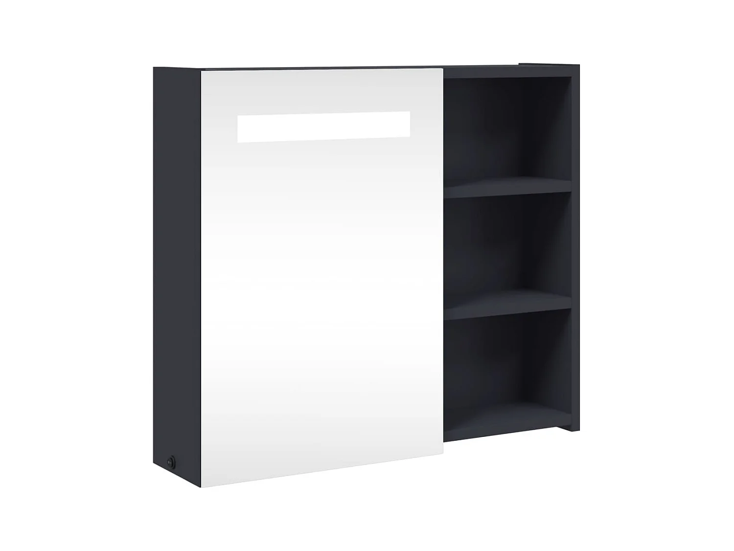 Armoire de salle de bain à miroir avec LED gris 60x13x52