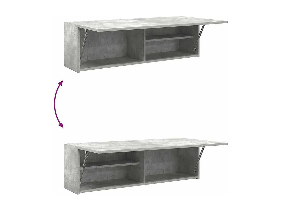 Armoire murale de bain gris béton 100x25x30 bois d'ingénierie