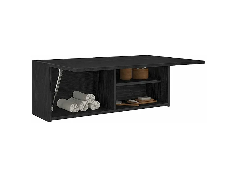 Armoire murale de bain noir 80x25x30 bois d'ingénierie