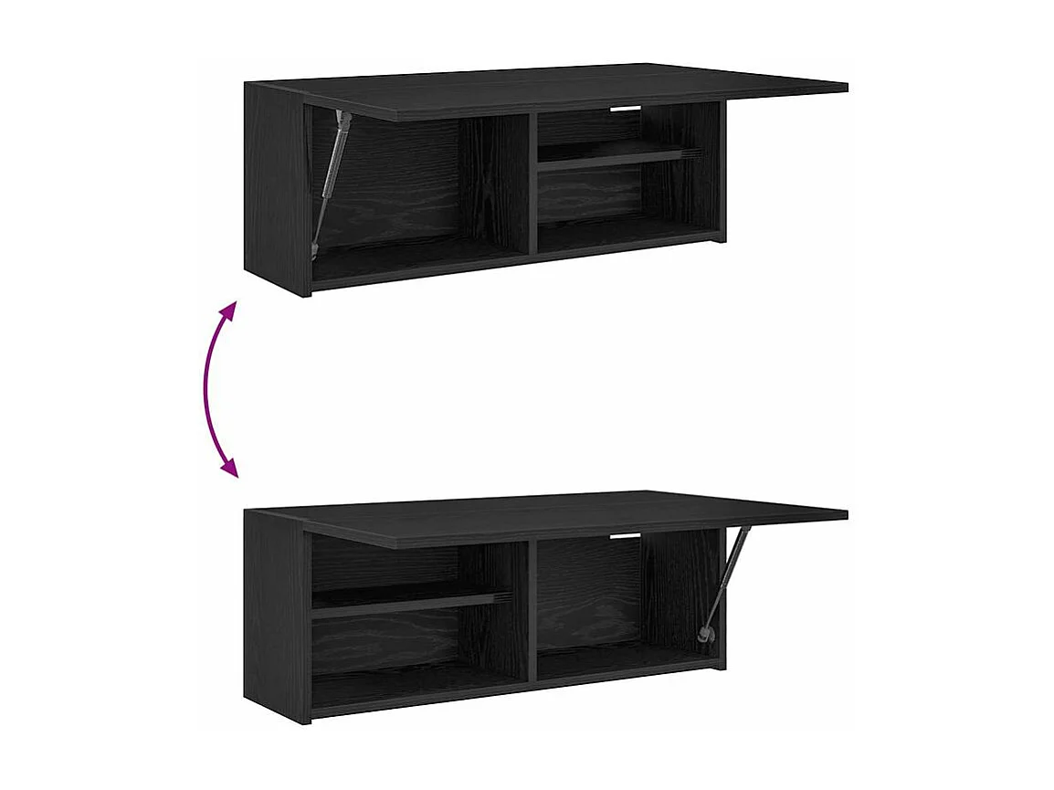 Armoire murale de bain noir 80x25x30 bois d'ingénierie