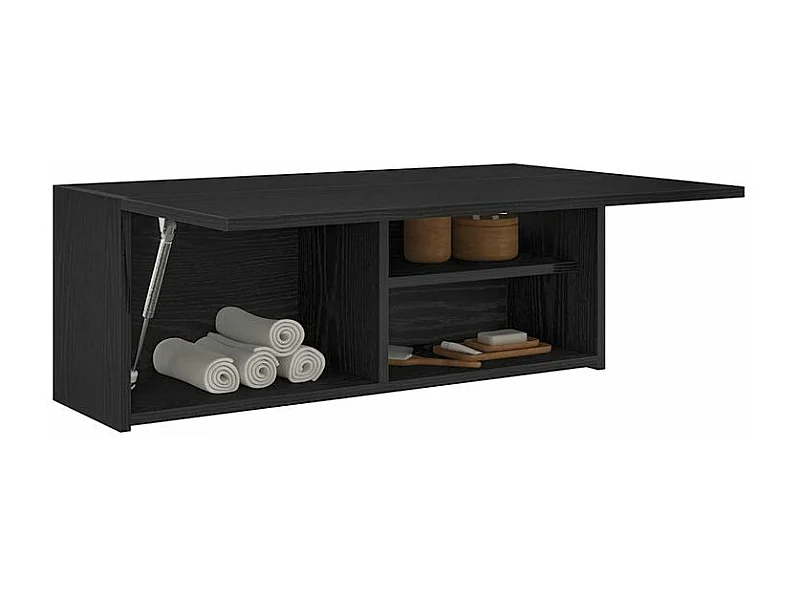 Armoire murale de bain noir 80x25x30 bois d'ingénierie