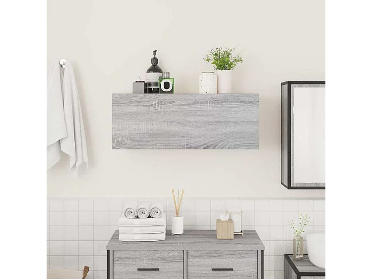 Armoire murale de bain sonoma gris 80x25x30 bois d'ingénierie